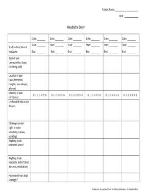 Headache Diary Form