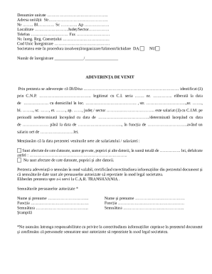 Romanian Income Certificate