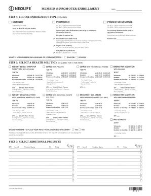 NeoLife Member Promoter Enrollment Form