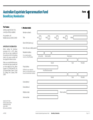 Australian Expatriate Superannuation Fund Beneficiary Nomination Form