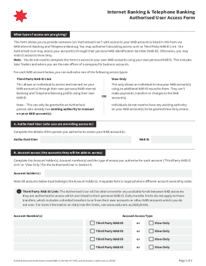 NAB Authorised User Access Form