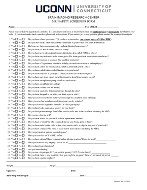 MRI Safety Screening Form