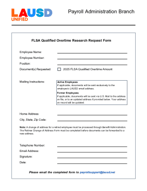FLSA Qualified Overtime Research Request Form