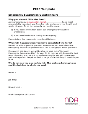 Emergency Evacuation Questionnaire