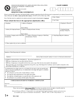 Missouri Workers' Compensation Request for Conference