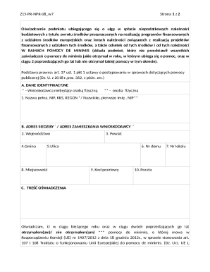 Poland De Minimis Aid Declaration Form