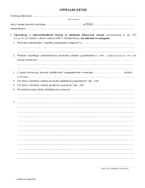 Polish Social Assistance Declaration Form