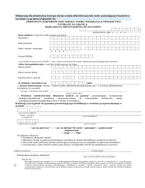 Polish Vocational Exam Declaration Form