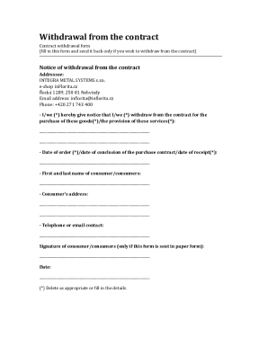 Contract Withdrawal Form