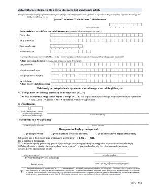 Polish Vocational Exam Declaration Form