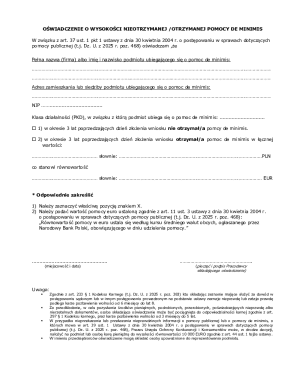 Declaration of Unreceived/Received De Minimis Aid