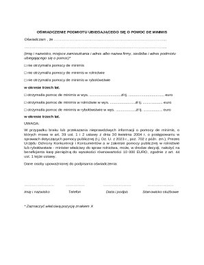 Poland De Minimis Aid Declaration Form