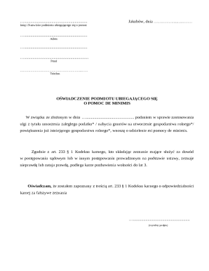 Poland De Minimis Aid Application