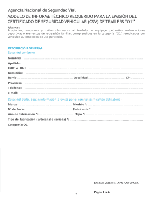 Trailer Safety Certificate Technical Report