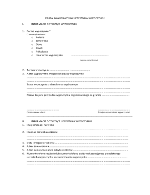 Qualification Card for Vacation Participant