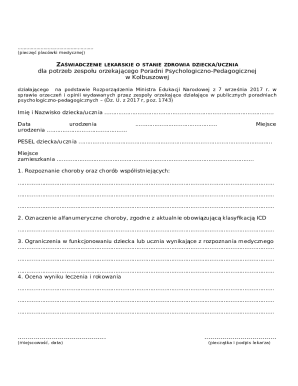 Medical Certificate for Child Health Assessment