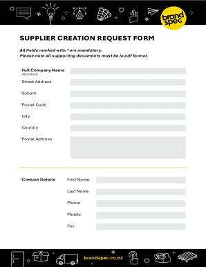 Supplier Creation Request Form
