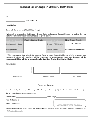 Request for Change in Broker / Distributor