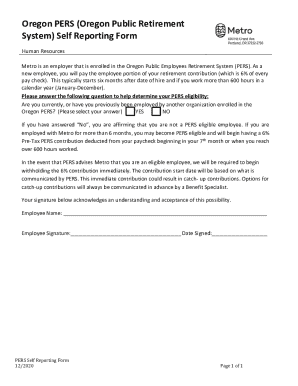 Oregon PERS Self Reporting Form