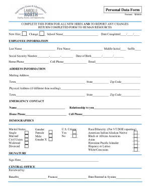 Employee Personal Data Form