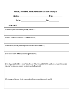 Common Core Lesson Plan Template