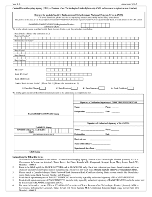Annexure NE-5 Bank Account Update Form