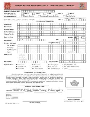 Individual Firearms License Application