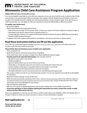 Minnesota Child Care Assistance Program Application