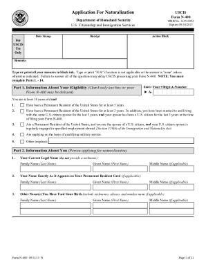 USCIS Form N-400 Application For Naturalization