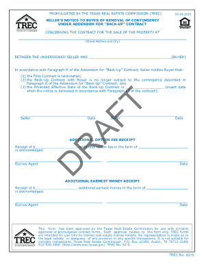 Seller’s Notice to Buyer of Removal of Contingency