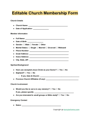 Church Membership Form