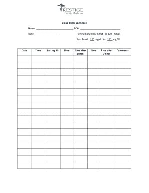 Blood Sugar Log Sheet