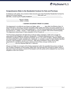 Comprehensive Rider to Residential Contract