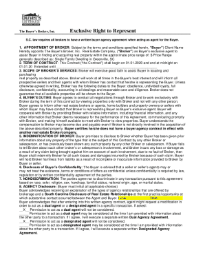 South Carolina Exclusive Buyer Broker Agreement