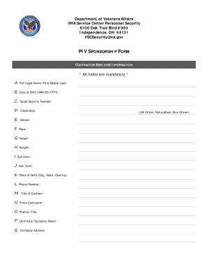 PIV Sponsorship Form