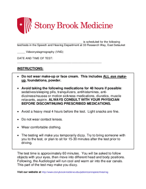 Videonystagmography Test Instructions