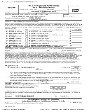 IRS Form 8879-TE for Tax Exempt Entity