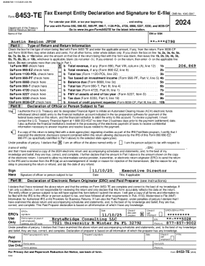 Form 8453-TE Tax Exempt Entity Declaration