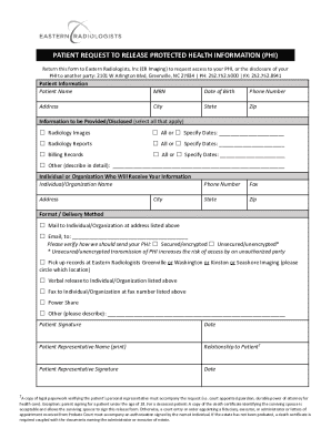 Patient Request to Release Protected Health Information (PHI)