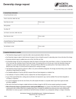 Ownership Change Request Form