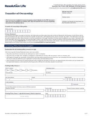 Insurance Transfer of Ownership Form