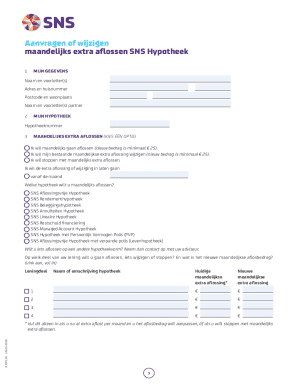 SNS Hypotheek Extra Aflossen Formulier