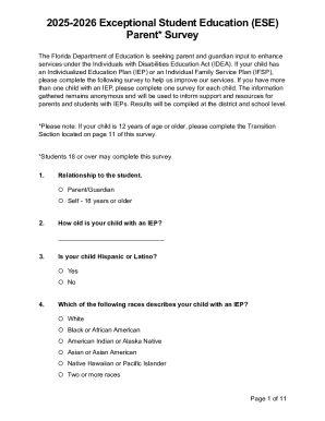2025-2026 ESE Parent Survey