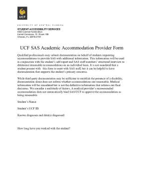 UCF SAS Academic Accommodation Provider Form