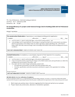 Pre-construction and As-built Declaration for Energy Efficiency