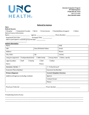 Referral for Intensive Outpatient Program