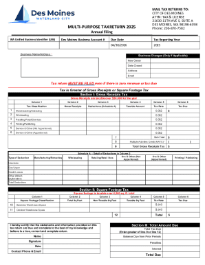 City of Des Moines Multi-Purpose Tax Return 2025
