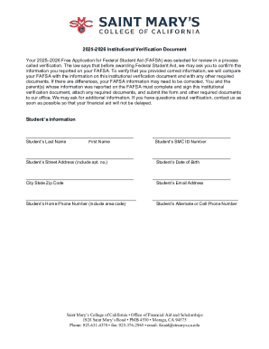 2025-2026 Institutional Verification Document