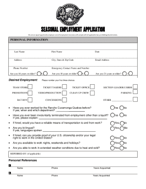 Seasonal Employment Application