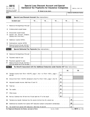 IRS Form 8816 Special Loss Discount Account